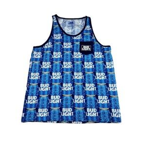 Bud Light Mens Size Large Tank Top Festival Novelty Busch Beer All Over Print